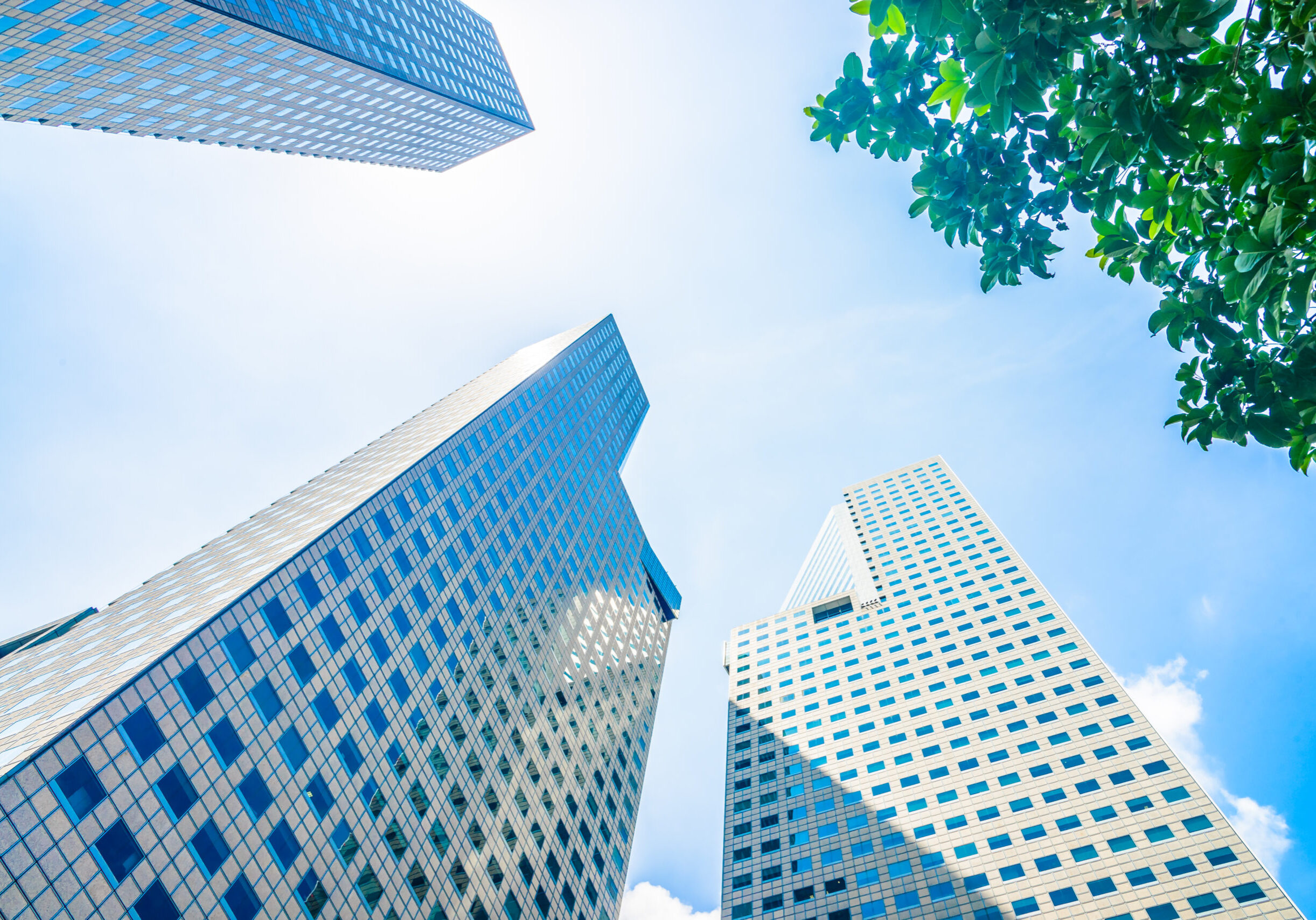 Skyscraper building at singapore - bright light processing style pictures